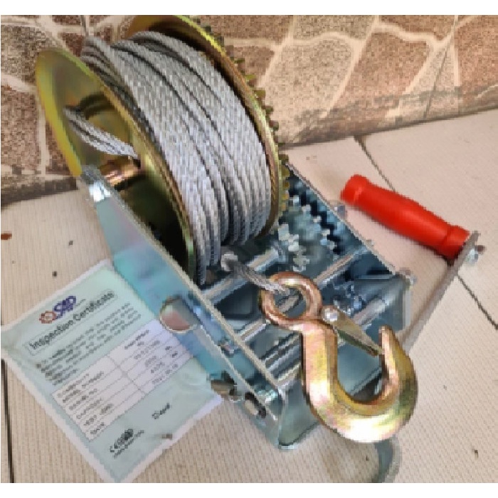 Promo Hand Winch 3500Lbs Katrol Sling Baja 1500Kg Wire Rope Winch