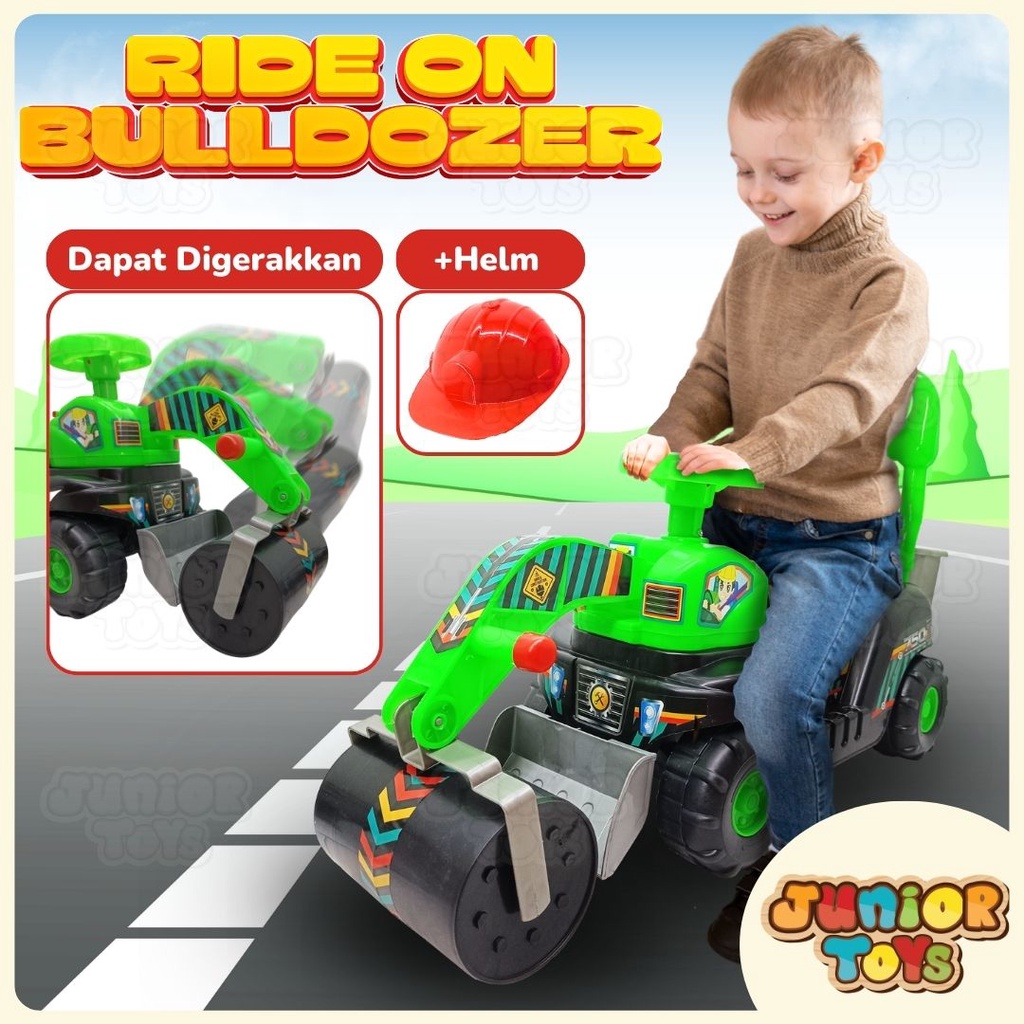 Promo Mainan Buldozer Mobil Mobilan Anak Bisa Dinaiki Bisa Naik Turun Bonus Helm Ride On Toys