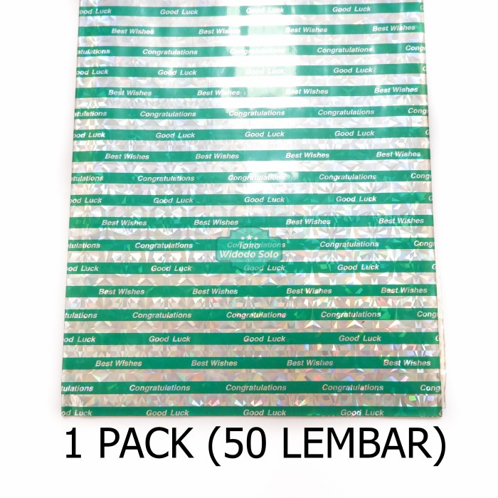 

Kertas Kado Plastik Holo Garis Putih Hijau Fancy Good Luck Isi 50