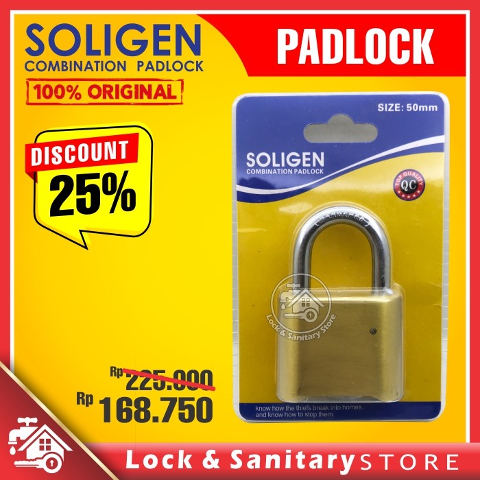 Latin- Gembok Soligen Plk Slg 50Mm S Padlock Gembok Kode Nomor