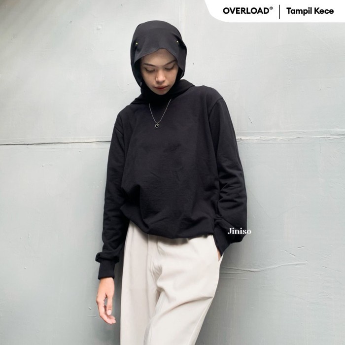 Jiniso - Active Sweater Jet Black Oversize Loose Crewneck