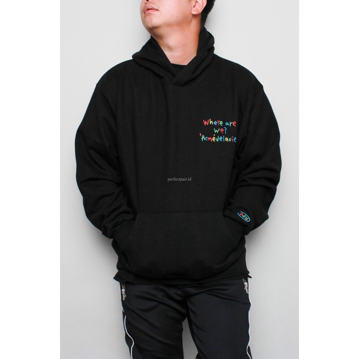 Adlv Colorful Embroidery Black Hoodie 100 % Original