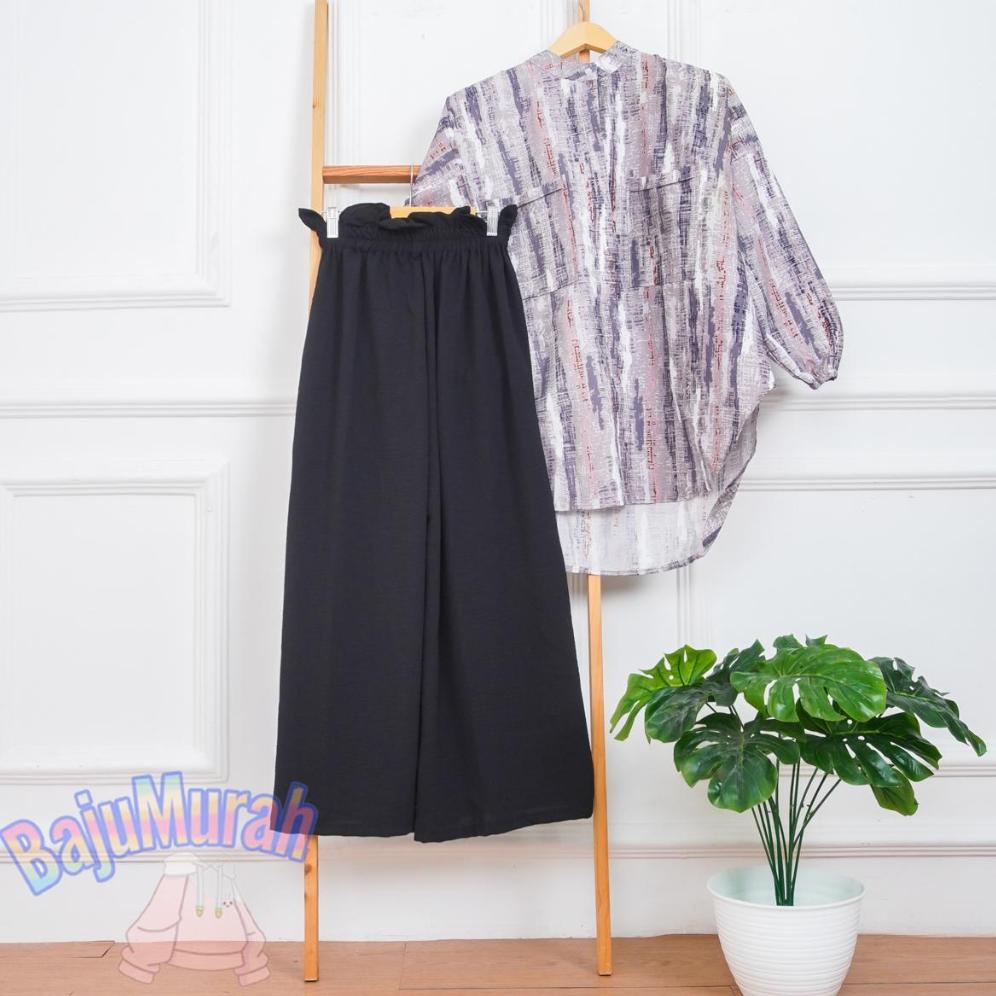 NAJWA - ONE SET WANITA TIARA TUNIK CELANA CRINGKLE