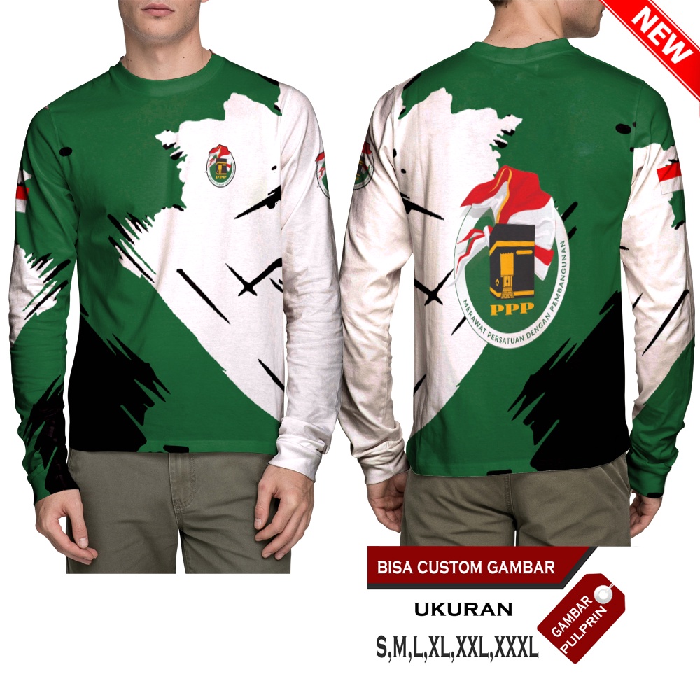BARUU Kaos Partai PPP Persatuan Pembangunan Logo PPP Kaos Jersey Pemilu Pilpres 2024 Pull Printing