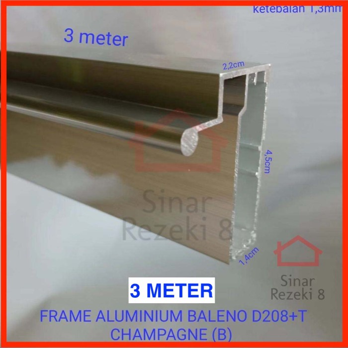 FRAME Profil Aluminium SS Handle Kaca Pintu Lemari Kitchen FHD 128