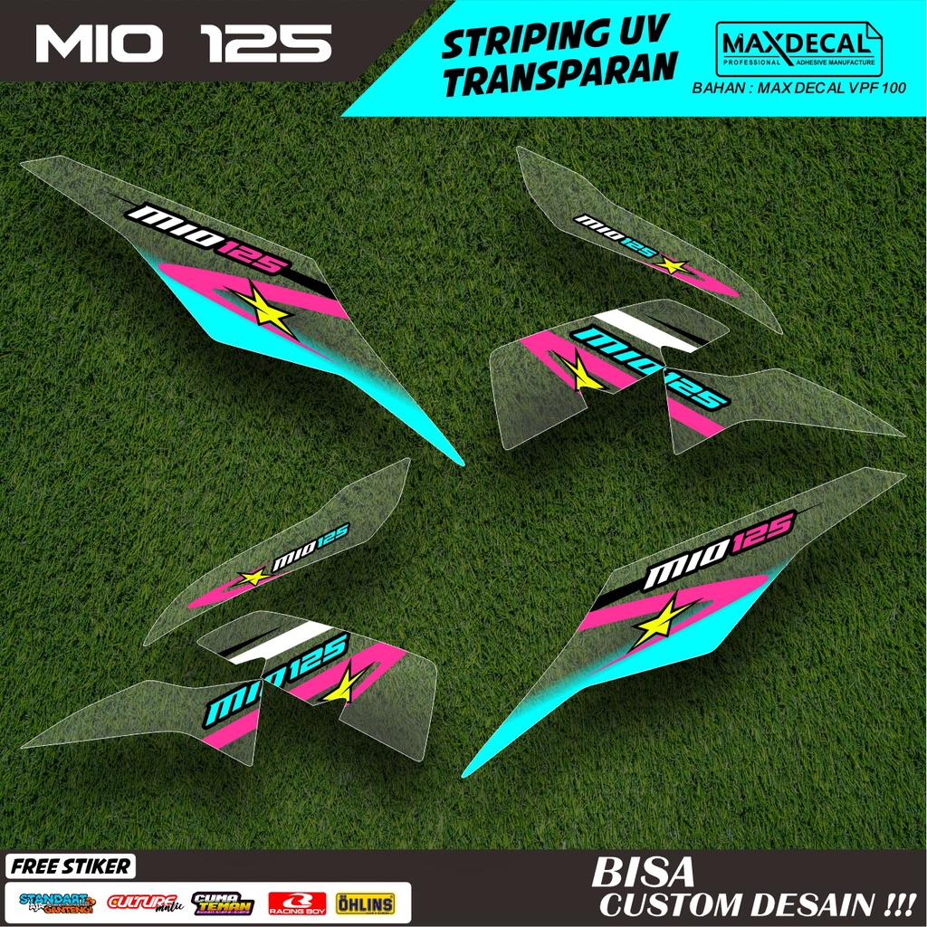 striping mio m3 125 transparan Warna biru Kuning Merah bahan max decal sticker ready stok i02