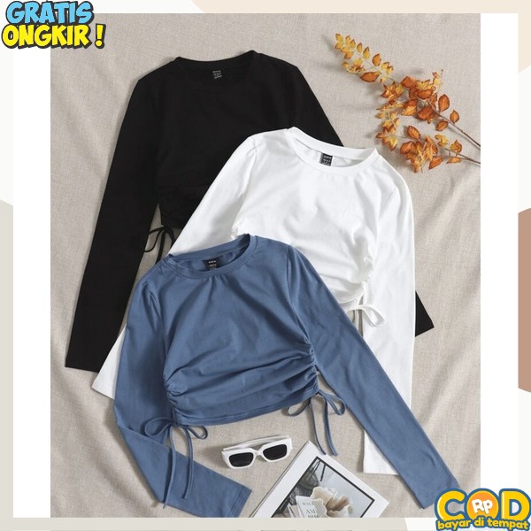 Kemeja Jumbo Oversize Modern Fashion Krmeja Hem Basic Atsan Knit Rib Blus Baju Pakaian Cewek Kemeja 