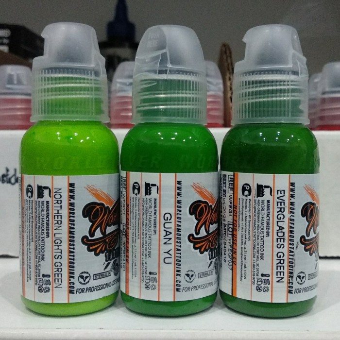 world famous ink 1oz green colors / tinta tattoo warna hijau