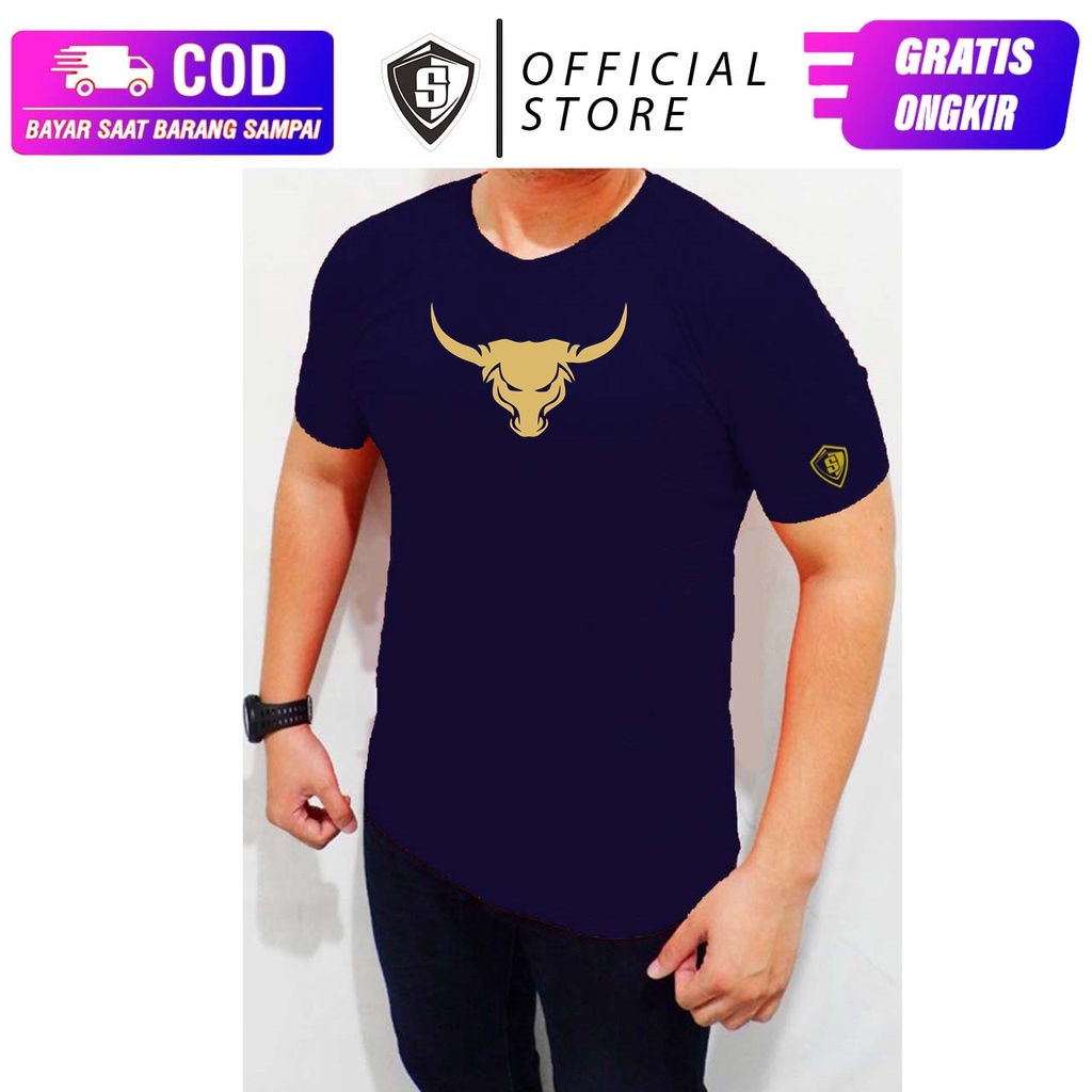 Kaos Gym Cowok Bull Gym Gold Spandex