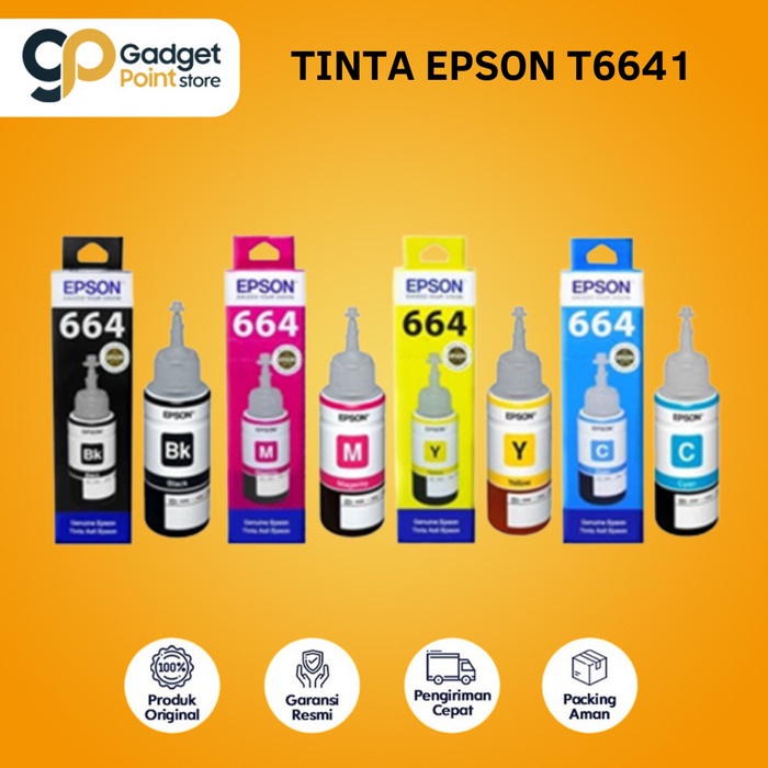 

TINTA EPSON 664 T664 T6641 ORIGINAL BLACK HITAM COLOR WARNA ORI L360