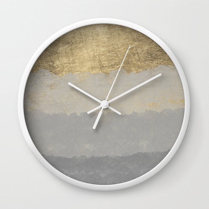 Jam Dinding cat air emas abu-abu gletser ombre geometris