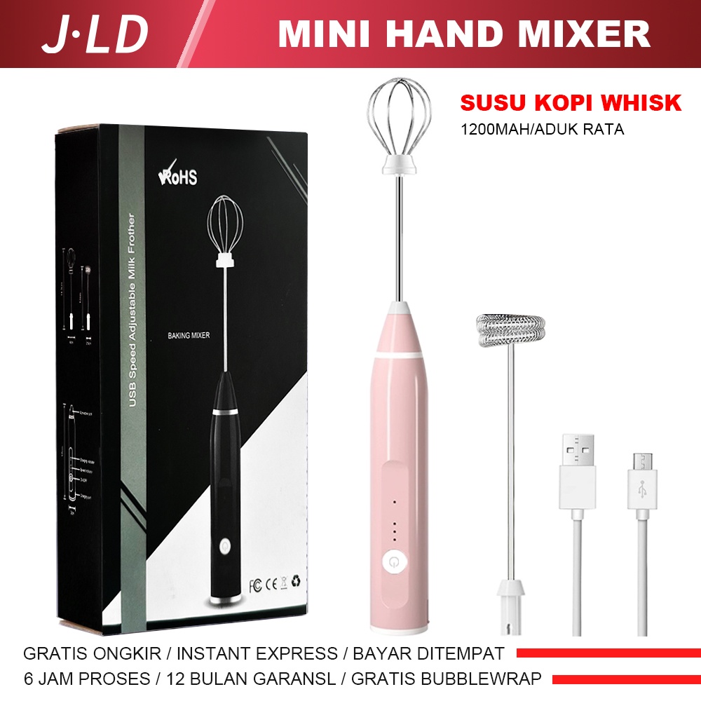 JLD mini hand mixer Pembuih Susu Pengocok Telur 1200mah Handheld Blender Milk Frother Electric Mixer