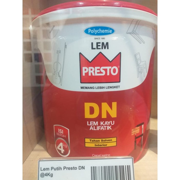 

Lem Putih Presto Dn 4Kg / Lem Kayu / Lem Aliphatic