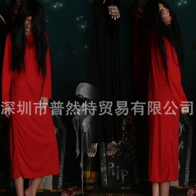 Kostum Dan Wig Sadako The Ring Cosplay Costume Kostum Halloween Hantu Githiy