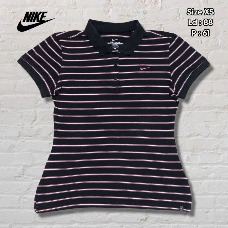 Kaos Polo Nike Tennis Dryfit Salur Stripe Original Second Preloved