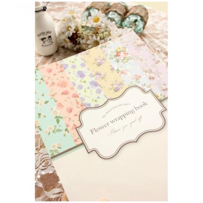 

HAPPYSTORE Kertas Kado Wrapping Paper Shabby Chic Flower Wrapping Book
