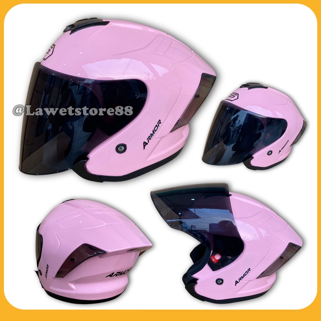 Helm Sepeda Motor Half Face Js Yakuza Armor Solid Polos Helem Pria Wanita Dewasa Standar Sni Sport P