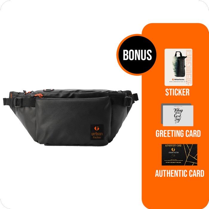 tas selempang Tas Selempang Pria Waist bag Pria Wanita Urban Factor Colombano 5 L - Hitam(F6P0) tas 