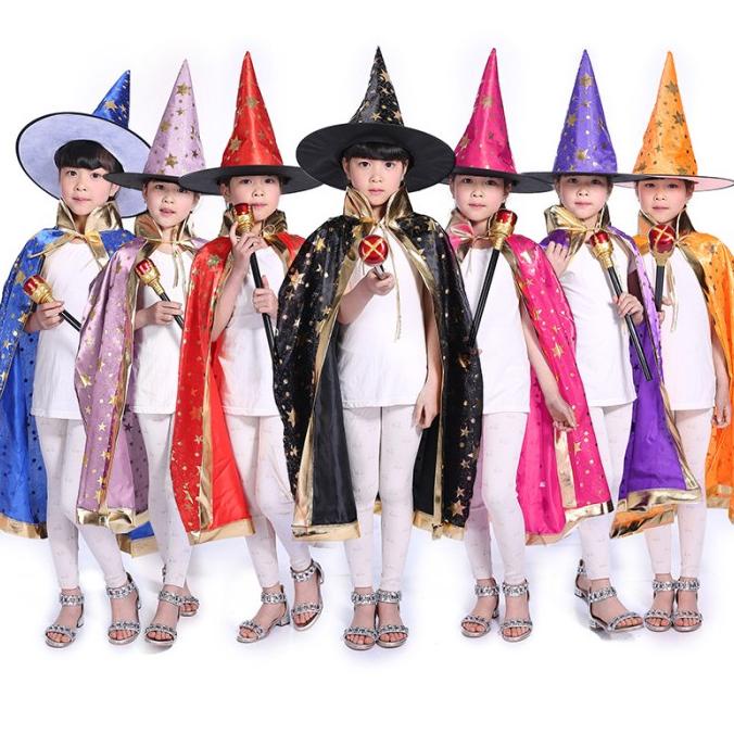 

Terbaru Kostum Halloween Jubah Emas Topi Witch Costume Penyihir Wizard Cosplay Limited Edition