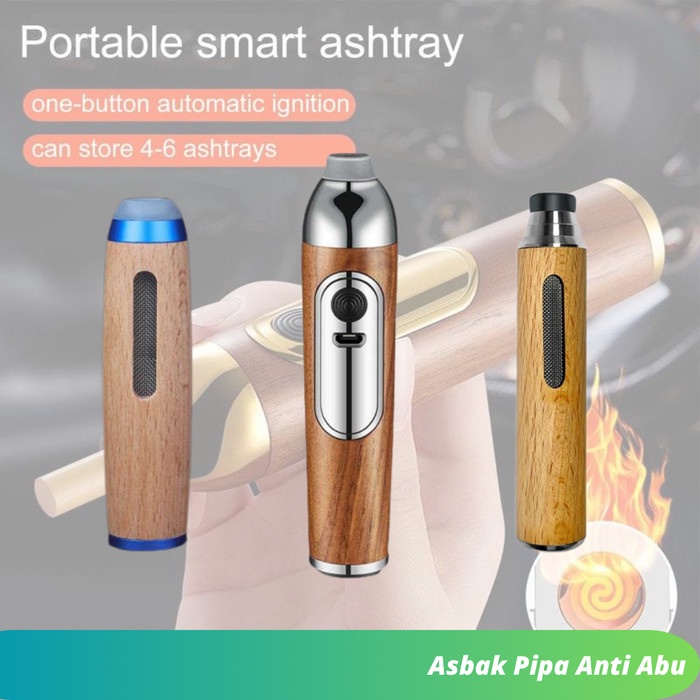 Promo Asbak Portable Kayu Unik Ashtray Mobil Mini Car Pipe Dust Free