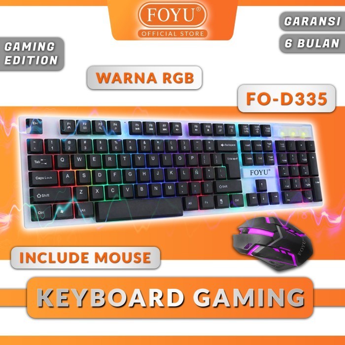 KEYBOARD MOUSE FOYU SET KOMPUTER GAME LED RGB KEYKAPS MECHANICAL ORIGINAL