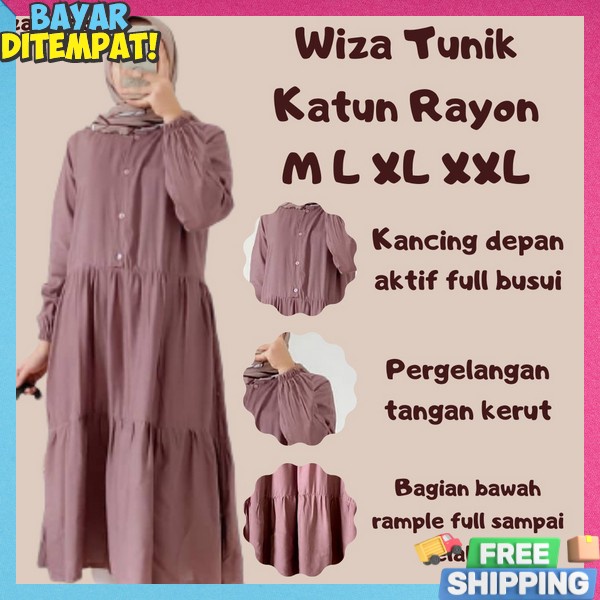 0 Wiza Tunik Busui Wanita  Muslim Jumbo Bahan Katun Rayon Premium Terbaru  | Size M L Xl Xxl | Tunik