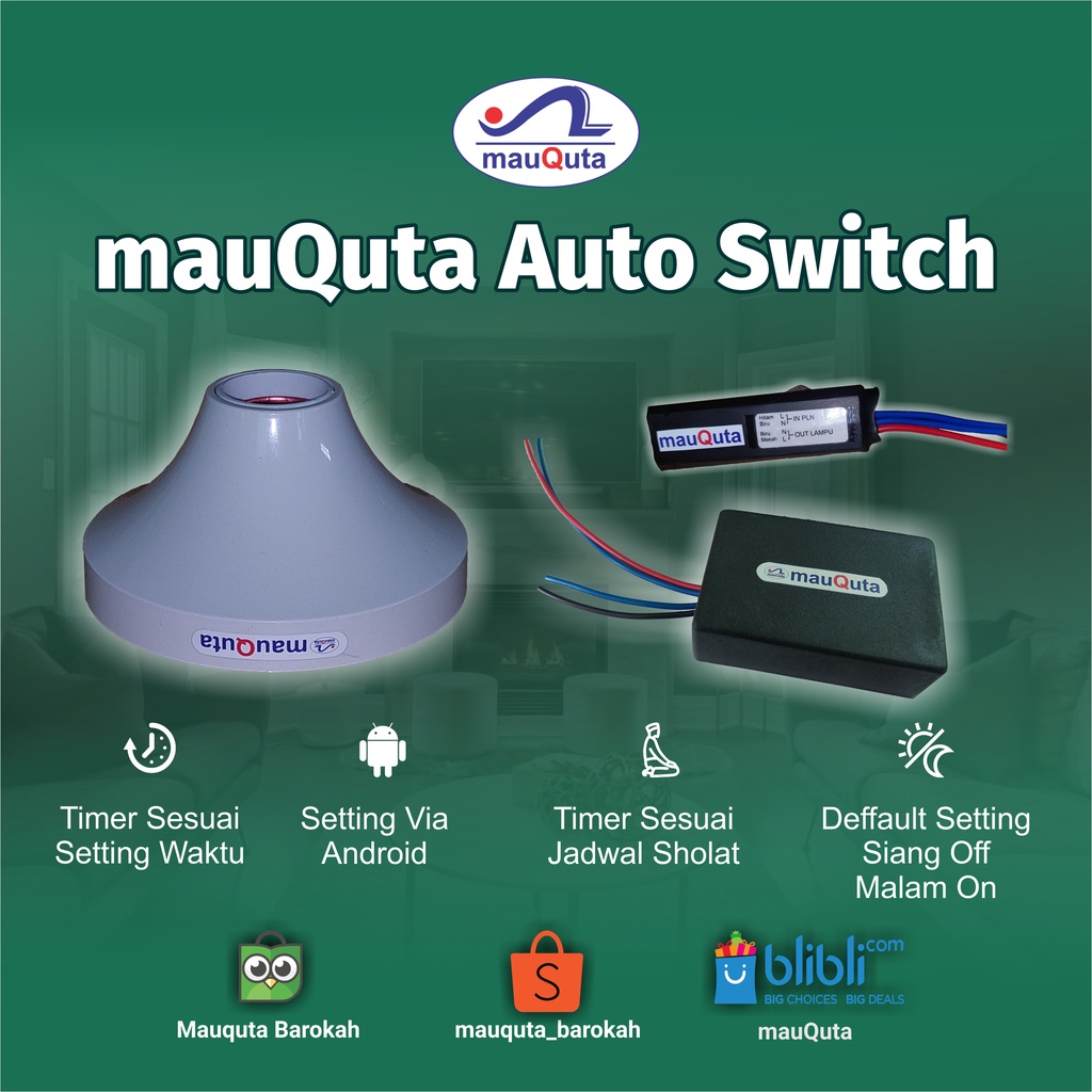 mauQuta auto switch lampu otomatis fitting lampu timer lampu otomatis