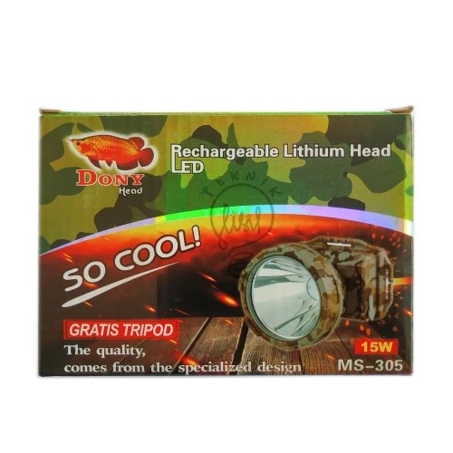 [New Ori] Senter Kepala Dony Led Ms 305 15Watt-Ready Cahaya Kuning Berkualitas
