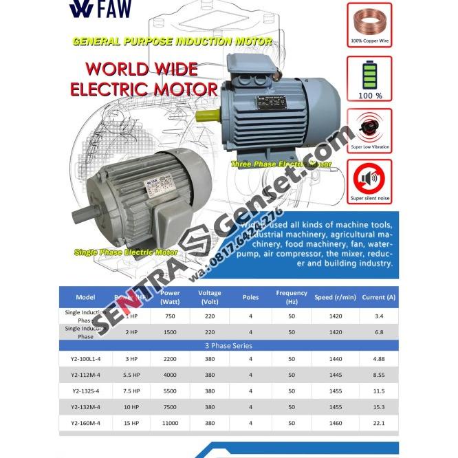 Dinamo 7.5 Hp 3 Phase. Elektromotor 7.5 Hp 3 Phase. Faw. Full Tembaga
