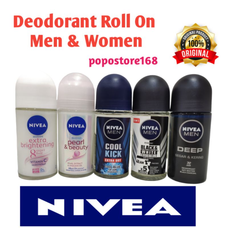 NIVEA DEODORANT EXTRA WHITENING/ NIVEA MEN ROLL ON ROLL ON 50ML/ PEARL & BEAUTY/ NIVEA MAN DEEP/ BLA