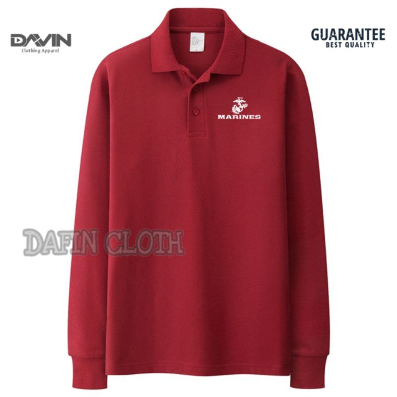 Kaos Kerah Pria Polo shirt Lengan Panjang USMC Marine The Proud