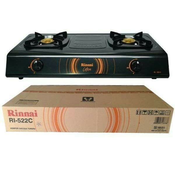 [Ori] Kompor Gas Rinnai 2 Tungku Burner Kuningan/ Rinnai 522C Teflon Limited