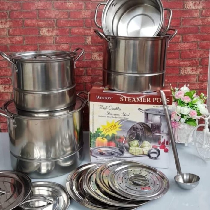 [Ori] Panci Set Kukus / Steamer / Dandang 4 Susun Weston Bisa Gojek