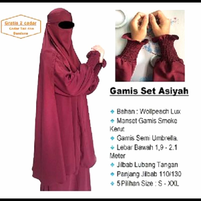 [Original] Gamis Set Khimar  Cadar Bandana Diskon