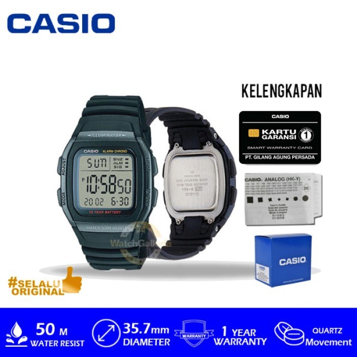 ✅Ori Casio General W-96H-1Bvdf/W96H1Bvdf/W-96H Diskon