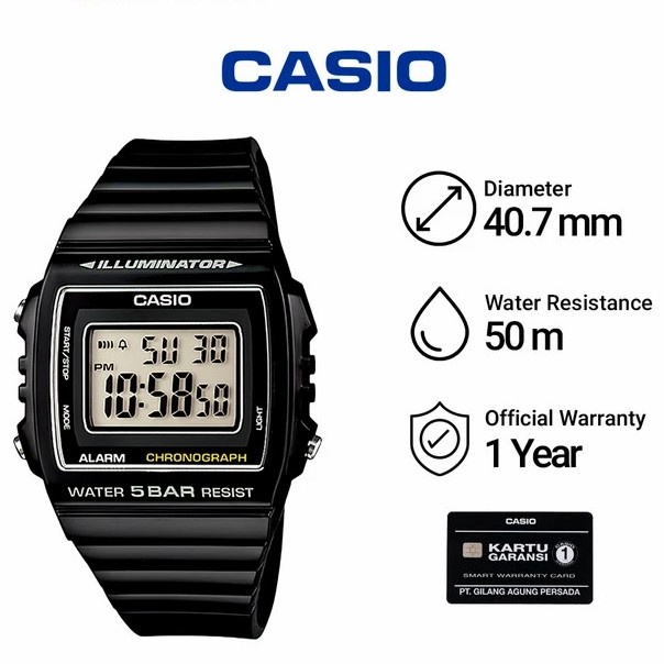 ✅Ori Casio W-215H-1Av Wr 50M Digital Garansi Resmi Casio Diskon