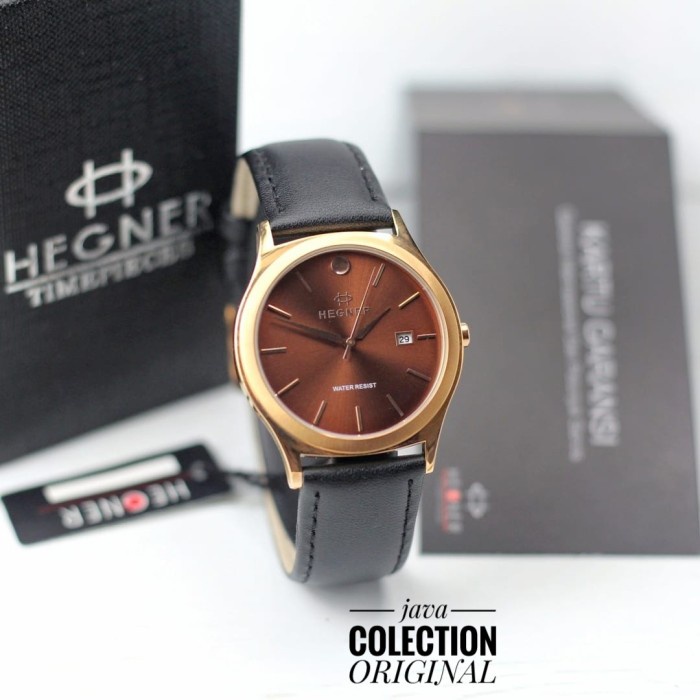 ✅Ori Jam Tangan Pria Hegner 317 Rosegold Brown Original Terbatas