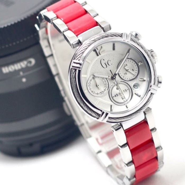 ✅Ori Jam Tangan Wanita Guess Collection / Gc Chrono  Tanggal Aktif Silver Diskon