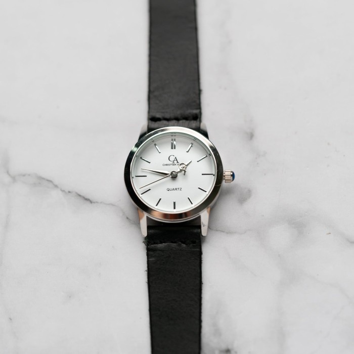 ✅Ori Jam Tangan Wanita Christyan Arden Galena Ca3216-White-Black Strap Bisa Sameday