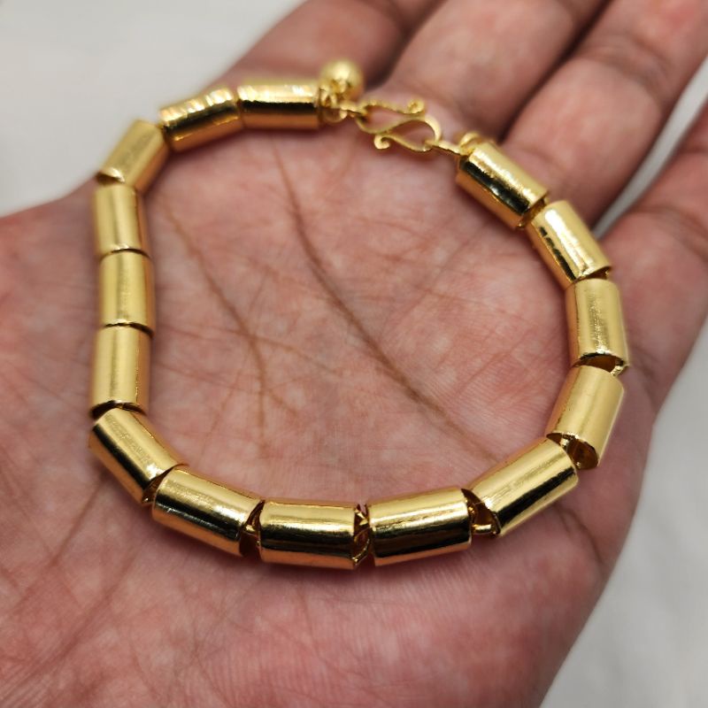 Gelang Bambu Ukir Besar Lapis Emas