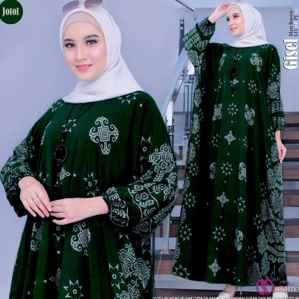 Bisa Cod Kaftan Wanita Motif Gisel Kaftan Jumbo Terbaru Dress Super Jumbo Ld 180 Daster Batik Busui 