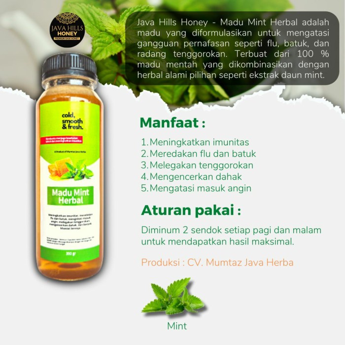 

JAVA HILLS HONEY MADU MINT HERBAL MUMTAZ JAVA