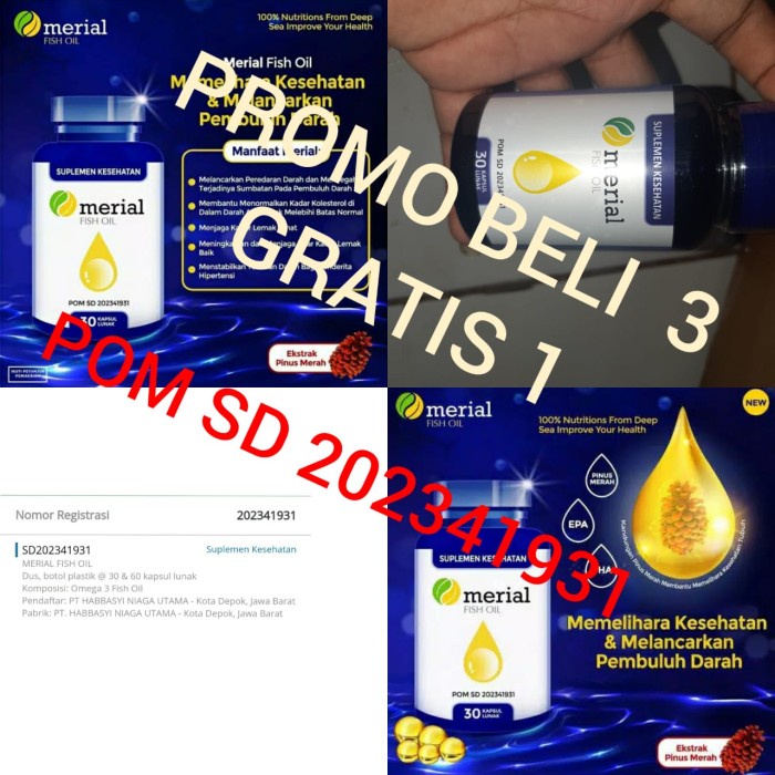 MERIAL FISH OIL MEMELIHARA KESEHATAN & MELANCARKAN PEMBULU