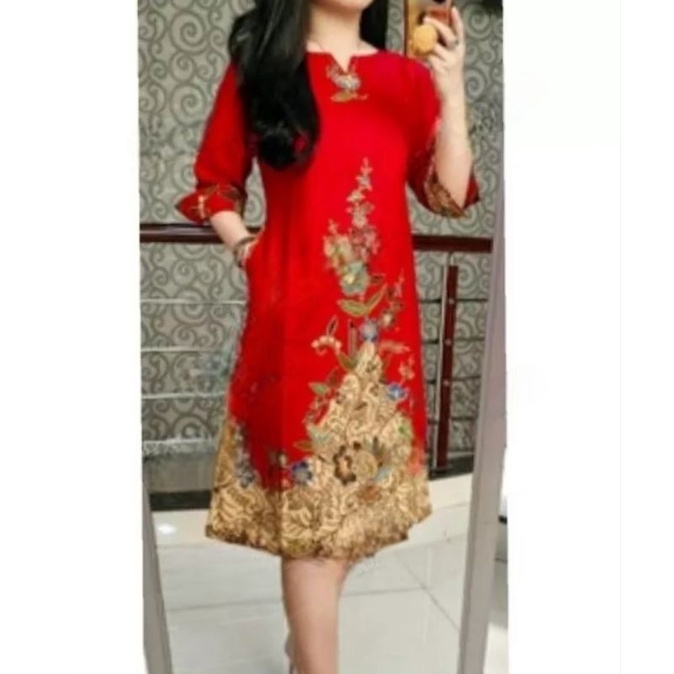Dress batik modern baju kerja wanita