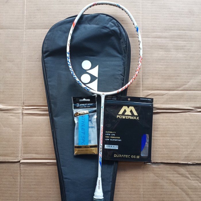[New Ori] Raket Badminton Power Max Thunder 755 White Original Full Set Diskon