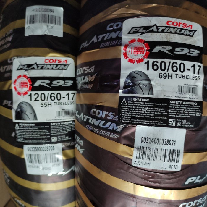 BAN LUAR CORSA 120 / 60 - 17 DAN 160 / 60 - 17 R93 MOGE NINJA PLATINUM ORIGINAL BEST QUALITY
