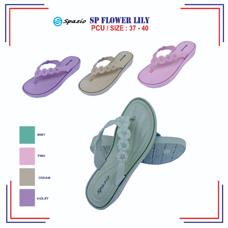 Sandal japit cewek spazio flowerlily tanpa lem awet simpel