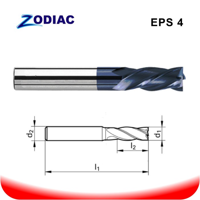 [Original] Zodiac Carbide Endmill 4 Flute For 55Hrc D16X100 Terbatas