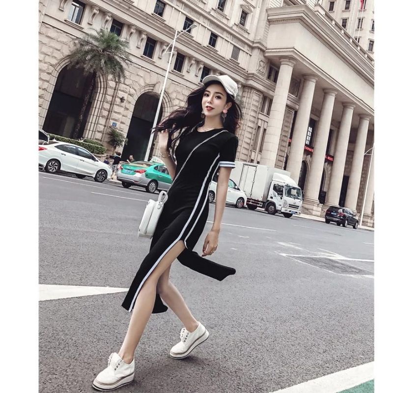 8466 Dress Korea Bludru velvet list import