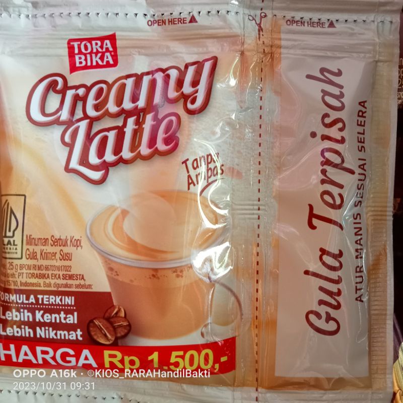 

Kopi instan TORABIKA CREAMY LATTE sachet